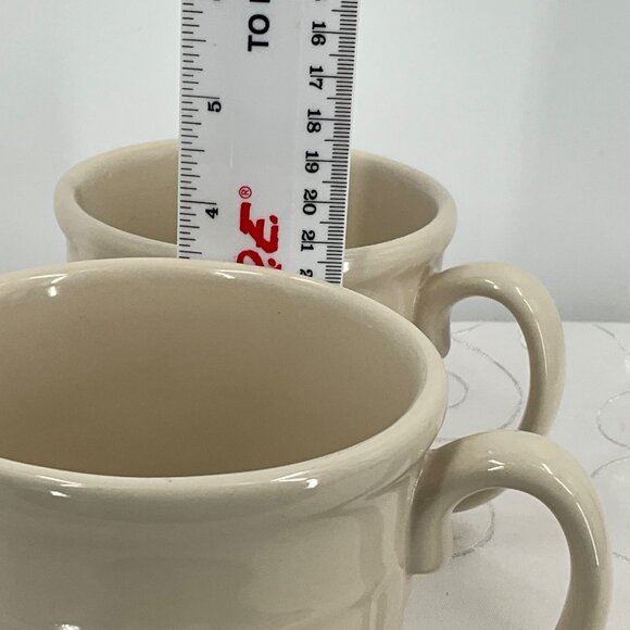 Longaberger Pottery Ivory Mugs Set Of 2 Microwave & Dishwasher Safe 3.5"x3" - Picture 7 of 9